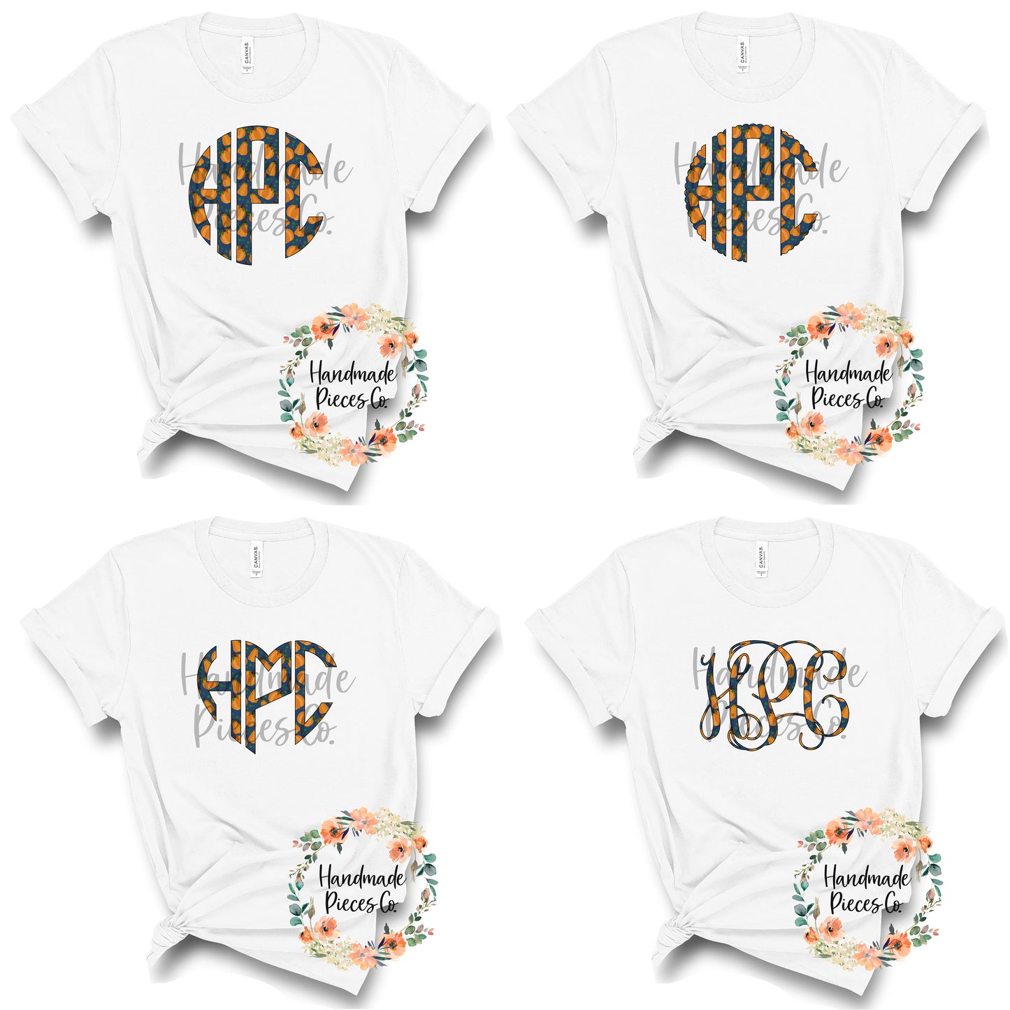 Pumpkin Monogram, Blue - Sublimation or HTV Transfer