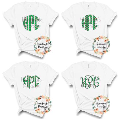 Peppermint Monogram, Green - Sublimation or HTV Transfer