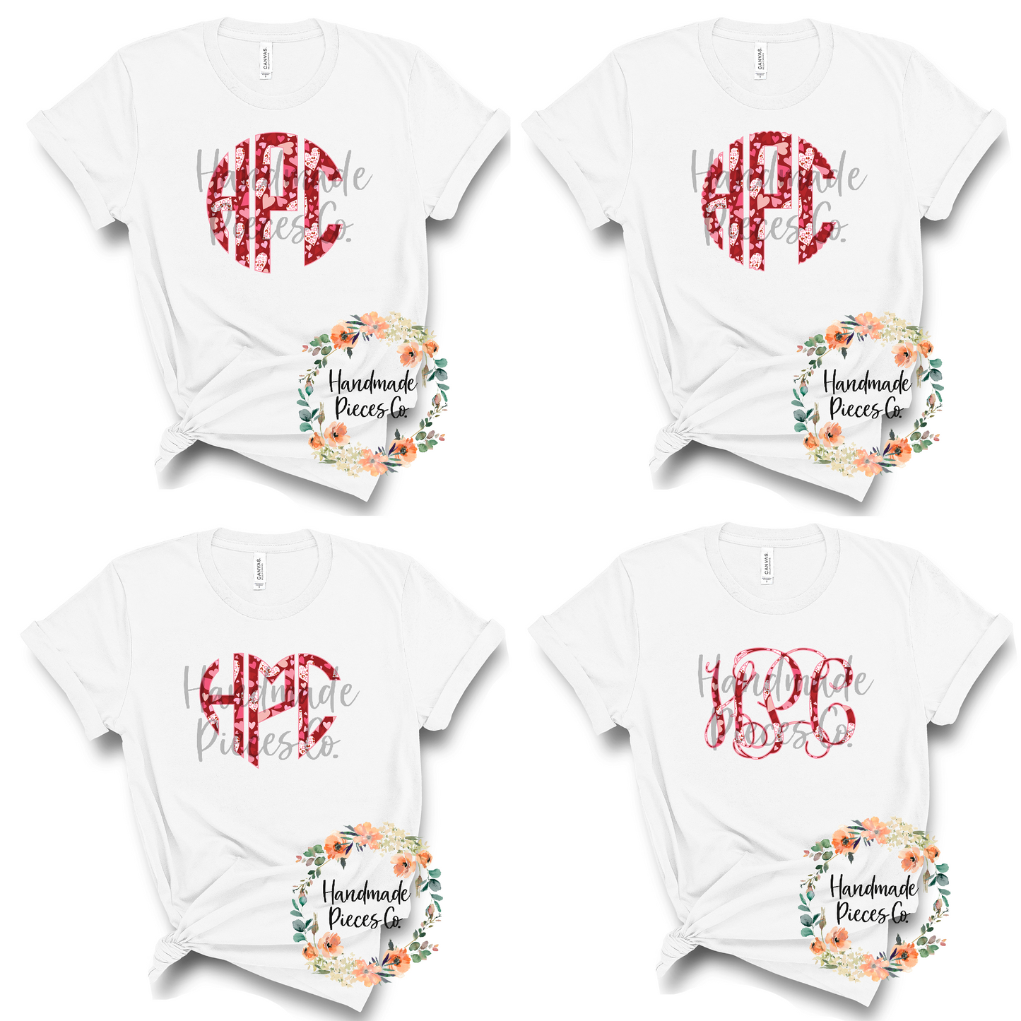 Valentine's Themed Heart Mix Monogram - Sublimation or HTV Transfer