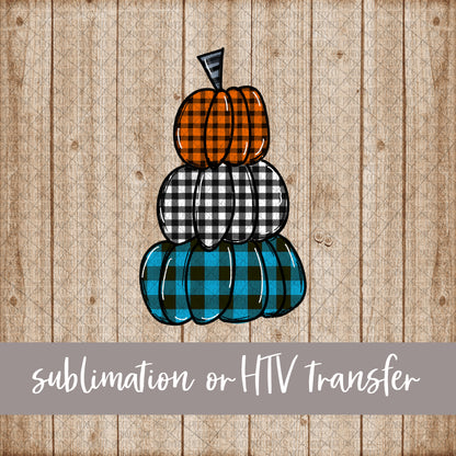 Pumpkins Stacked, Plaid - Sublimation or HTV Transfer