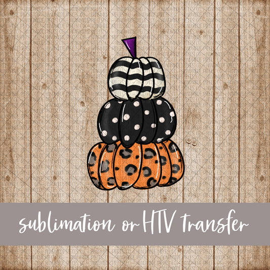 Pumpkins Stacked, Leopard - Sublimation or HTV Transfer