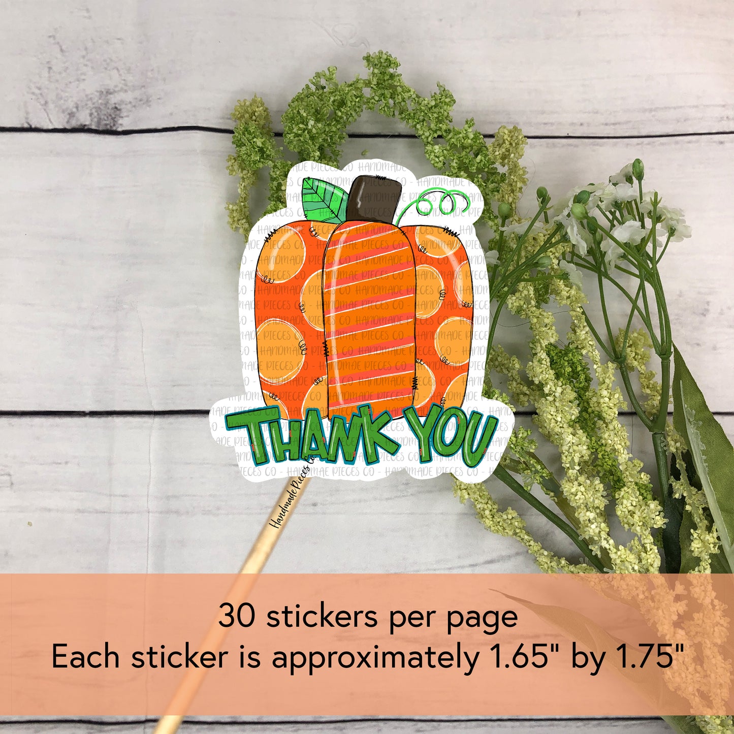 Thank You, Pumpkin Packaging Sticker - Fall Theme