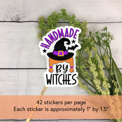 Handmade by Witches Packaging Sticker - Halloween Theme