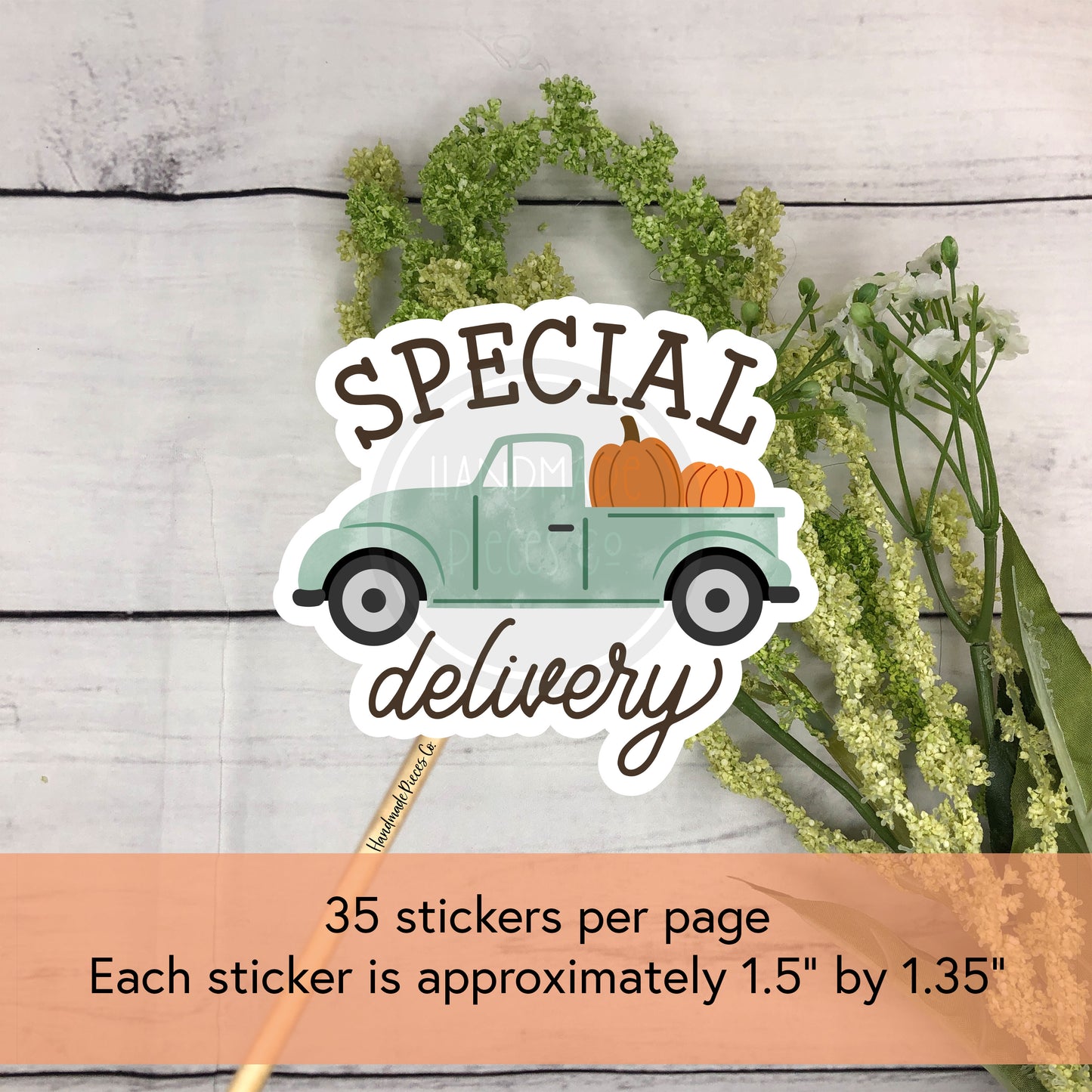 Special Delivery, Pumpkin Truck Packaging Sticker - Fall Theme