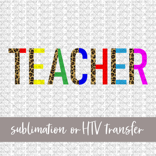 Teacher, Leopard Split - Sublimation or HTV Transfer