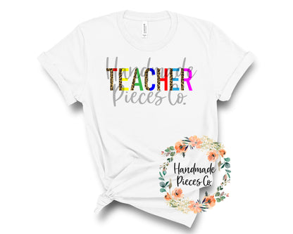 Teacher, Leopard Split - Sublimation or HTV Transfer