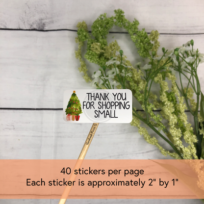 Thank You for Shopping Small Packaging Sticker, Christmas Tree