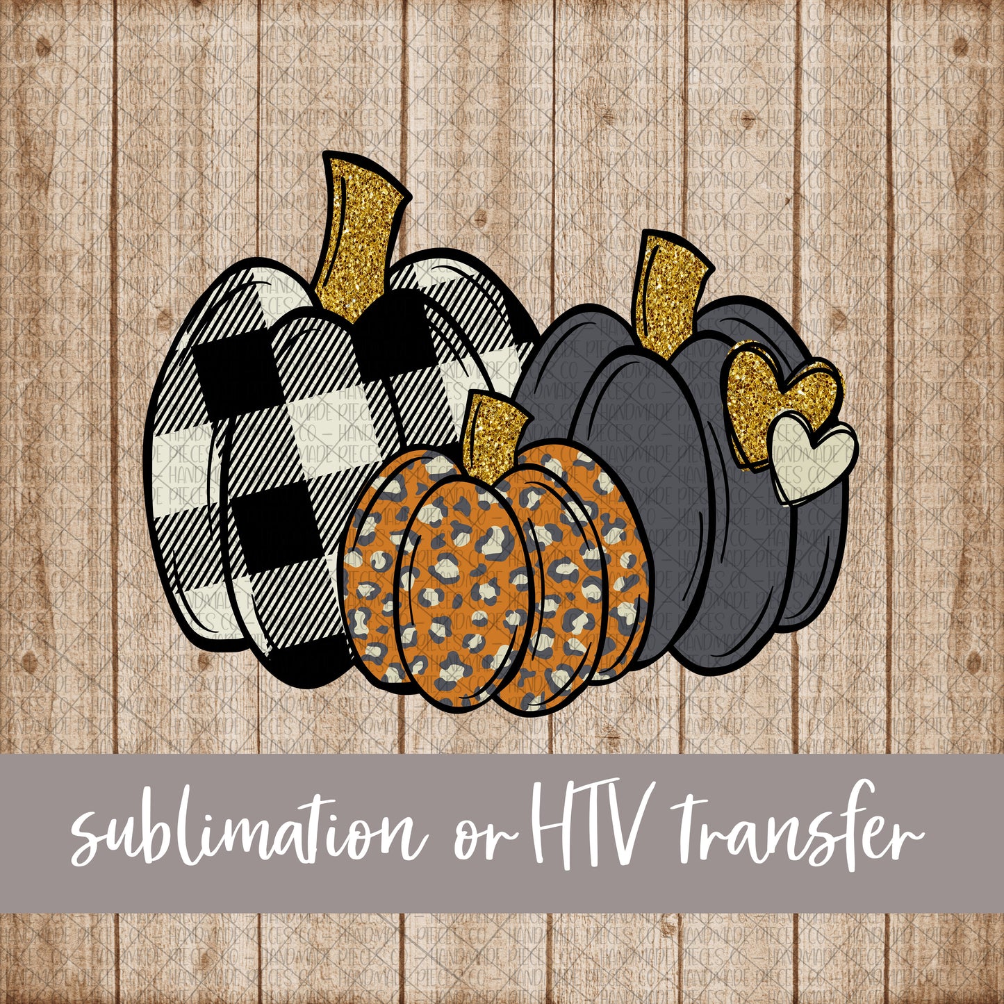 Pumpkin Trio, Buffalo Plaid and Leopard - Sublimation or HTV Transfer