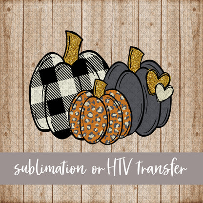 Pumpkin Trio, Buffalo Plaid and Leopard - Sublimation or HTV Transfer