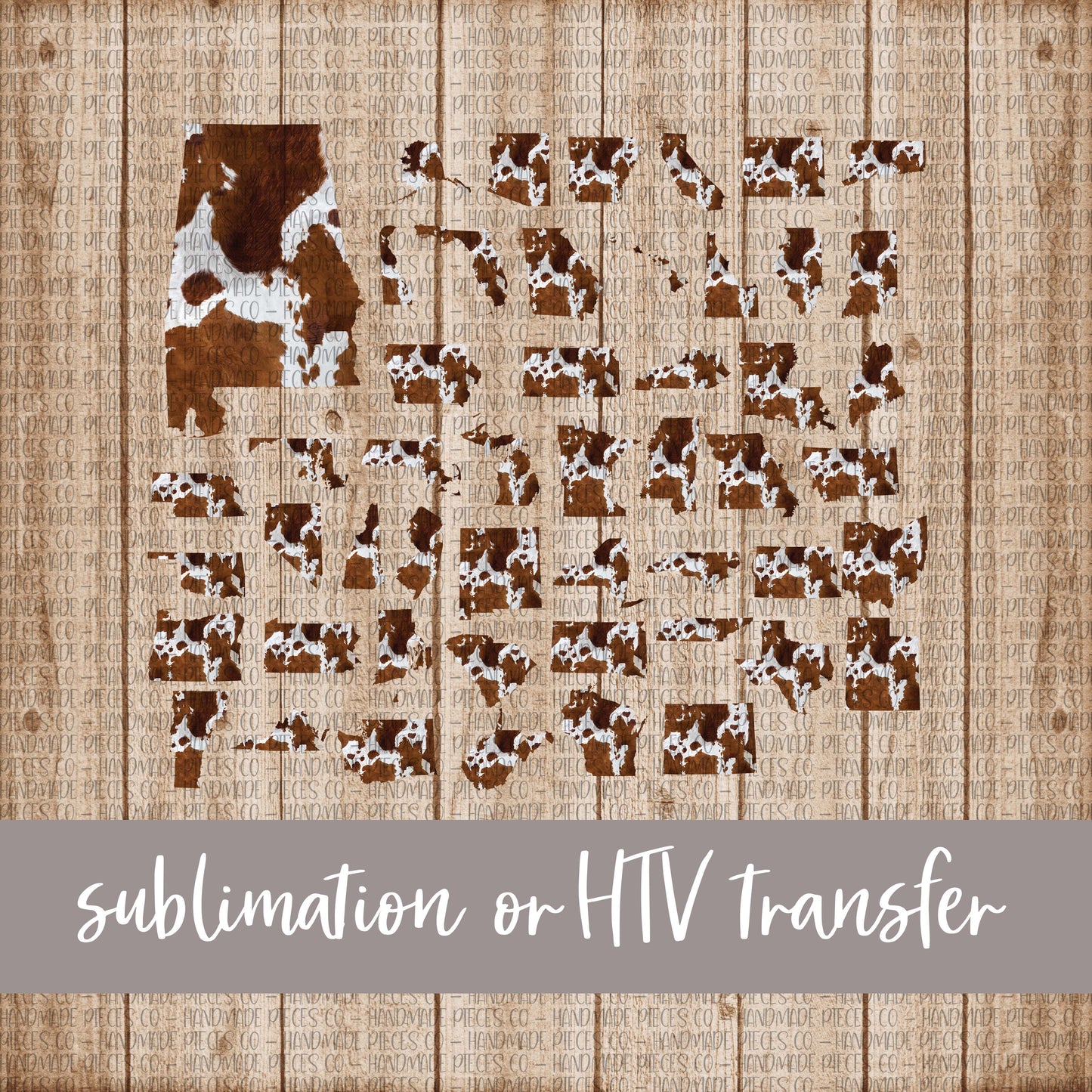 Cow Hide State Outline - Sublimation or HTV Transfer