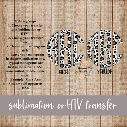 Leopard Pumpkin Monogram, Snow Leopard - Sublimation or HTV Transfer