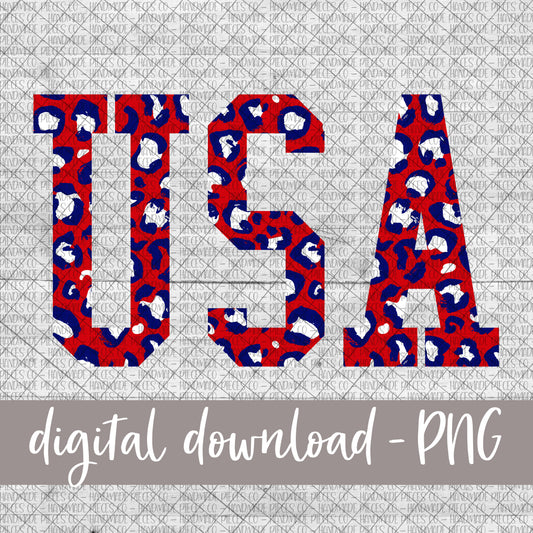 USA, Leopard Red White Blue - Digital Download