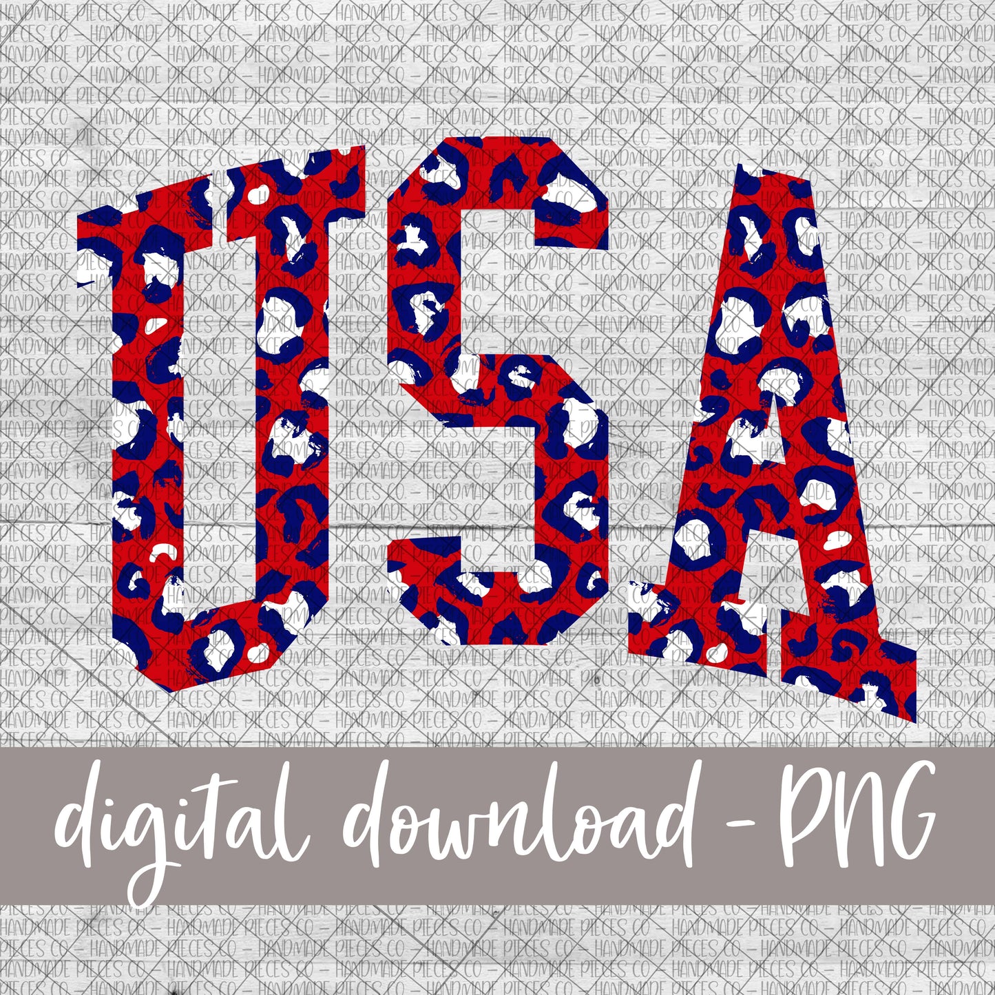 USA, Leopard Red White Blue, Curved - Digital Download