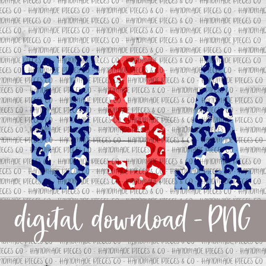 USA, Leopard Blue Red - Digital Download