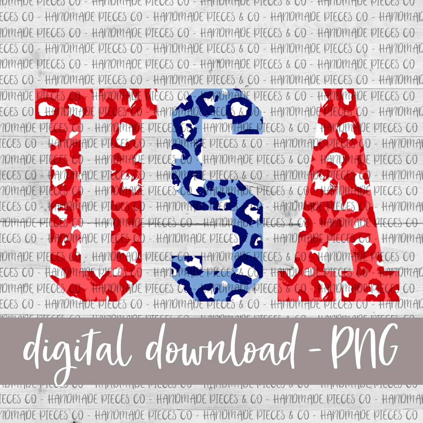 USA, Leopard Red Blue - Digital Download