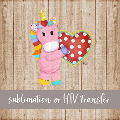 Unicorn, Valentine's - Sublimation or HTV Transfer