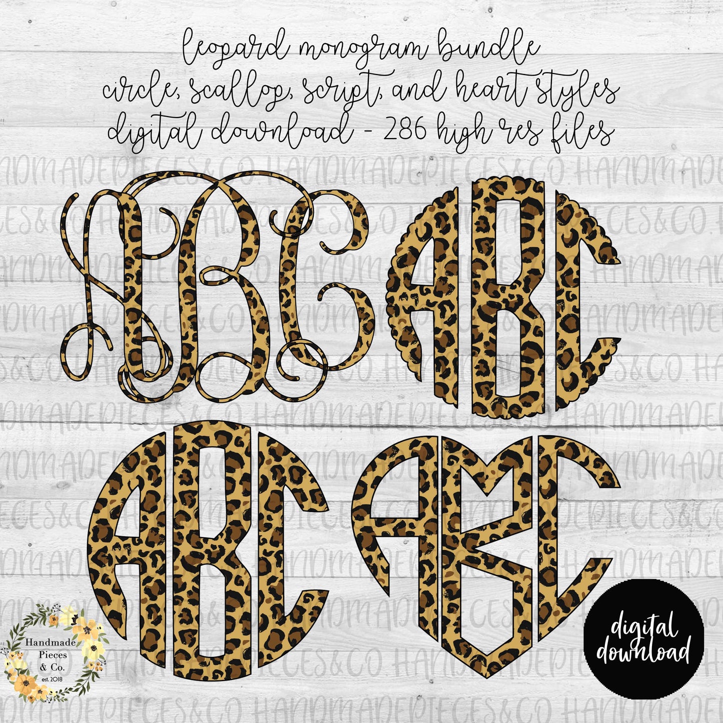 Leopard Monogram - Multiple Styles - Digital Download