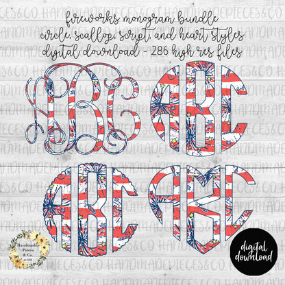 Firecracker Monogram - Multiple Styles - Digital Download