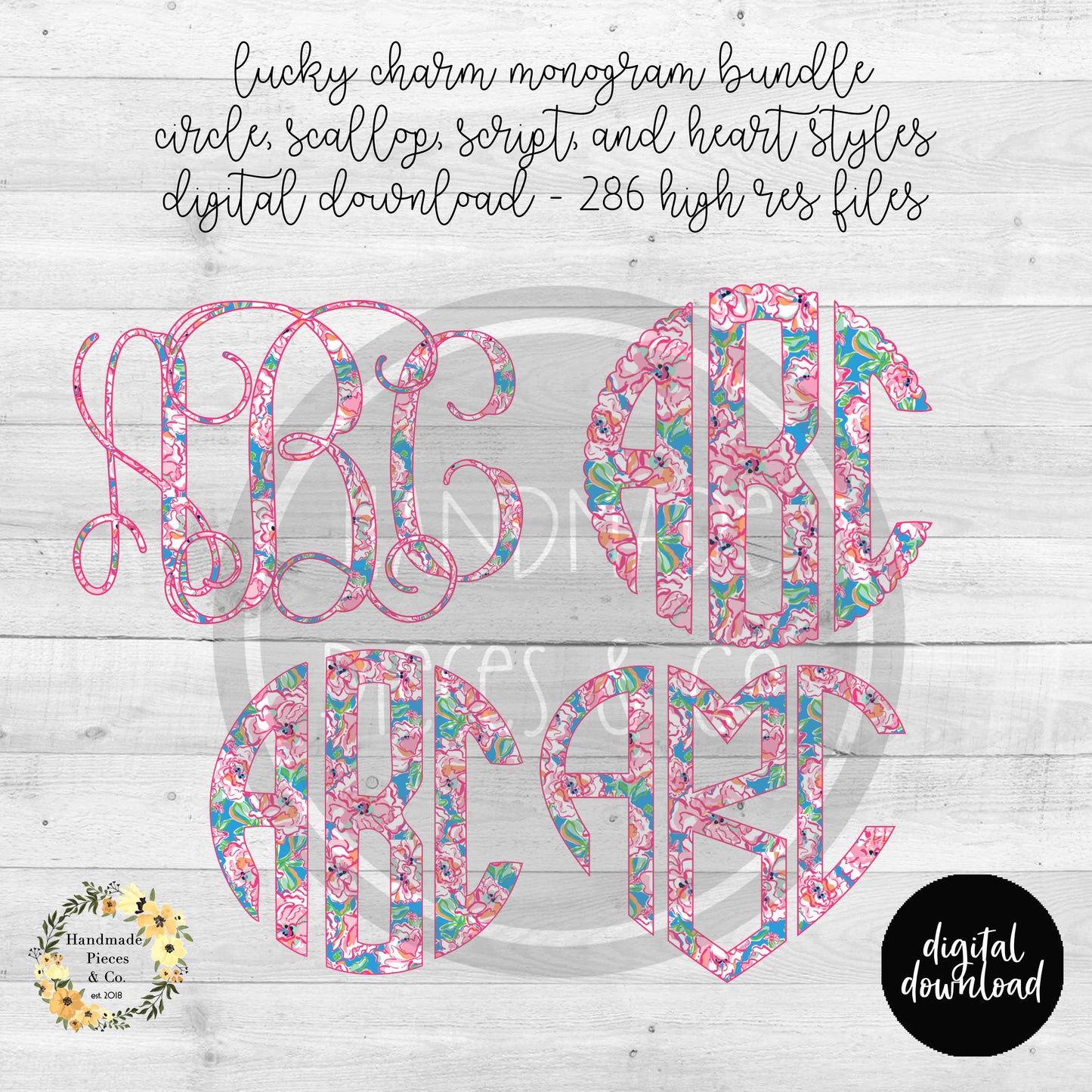 Lucky Charm Monogram - Multiple Styles - Digital Download