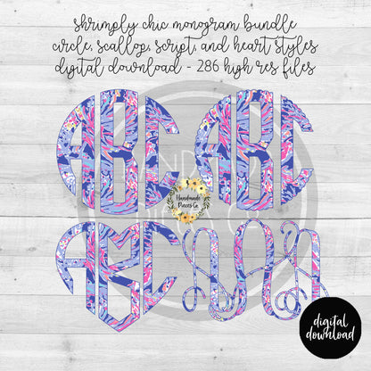 Shrimply Chic Monogram - Multiple Styles - Digital Download