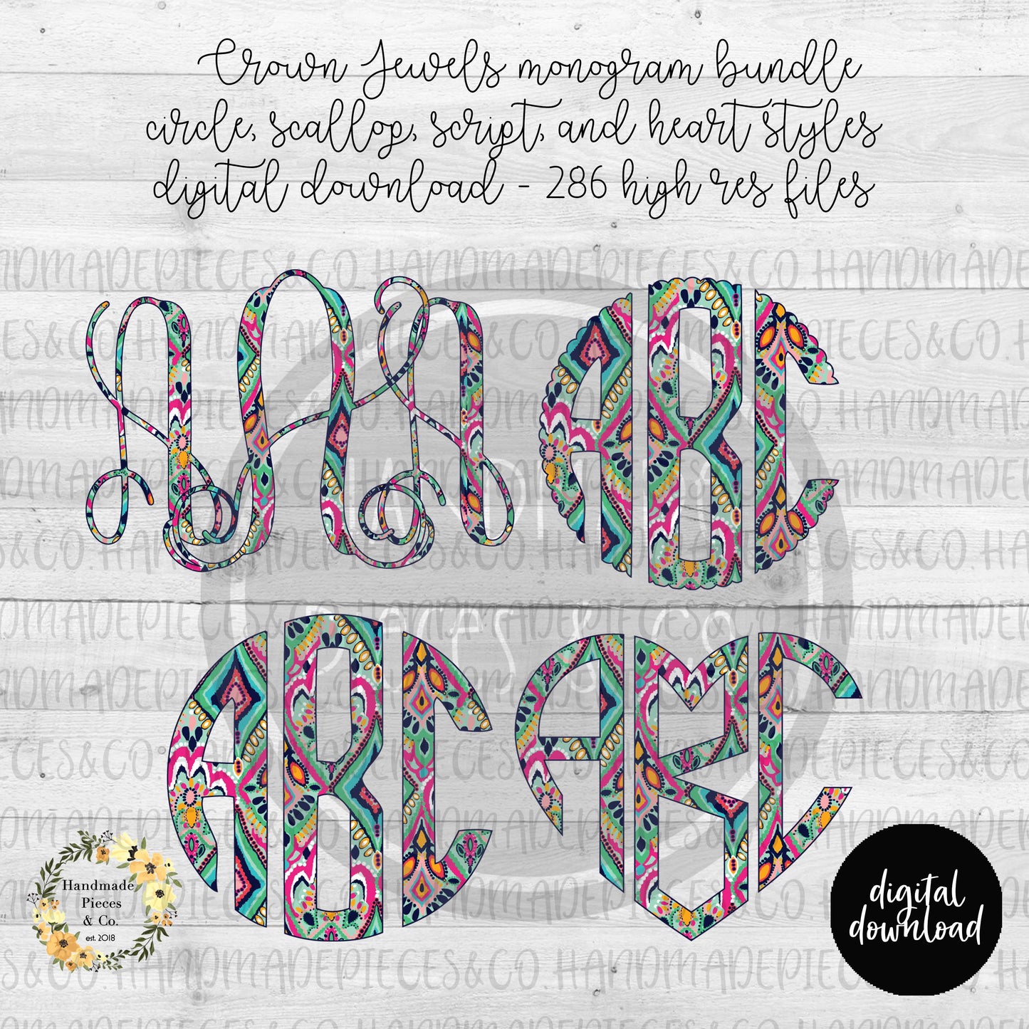 Crown Jewels Monogram - Multiple Styles - Digital Download