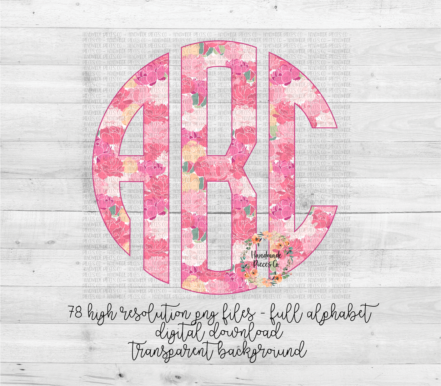 Peonies Monogram - Multiple Styles - Digital Download