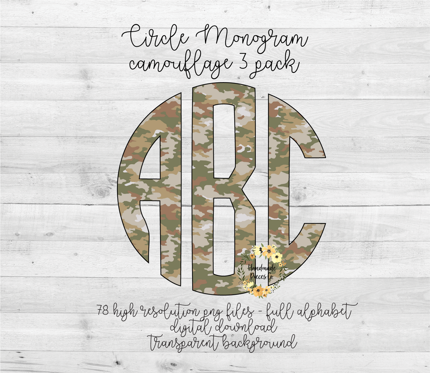 Camouflage 3 Monogram - Multiple Styles - Digital Download