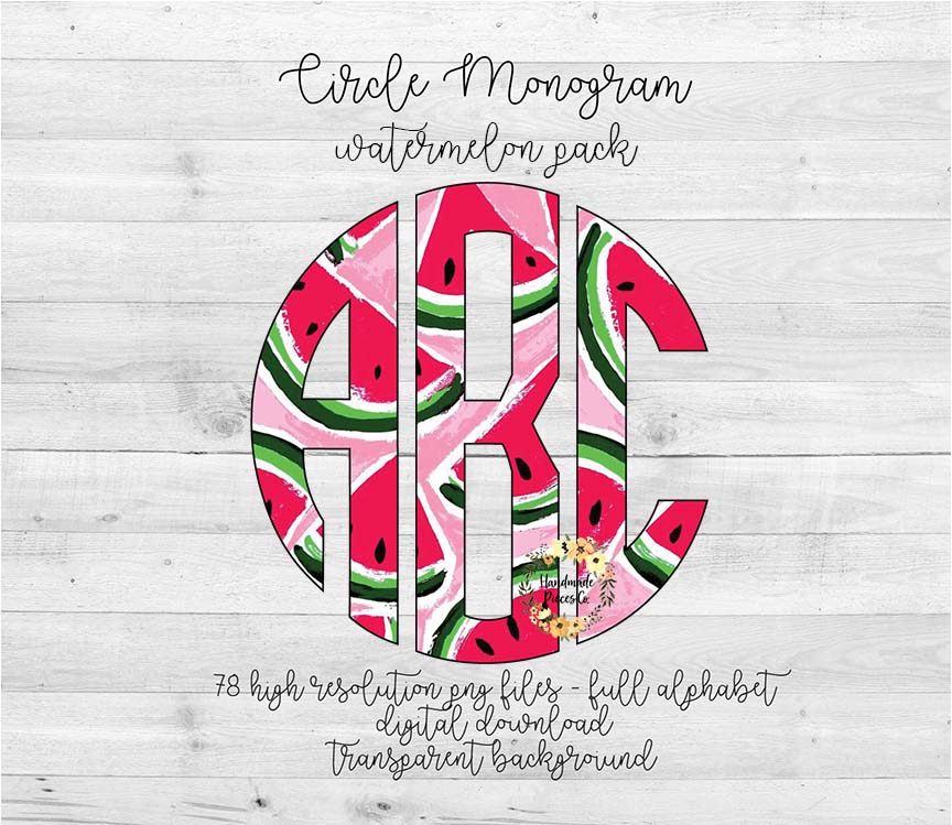 Watermelon Monogram - Multiple Styles - Digital Download