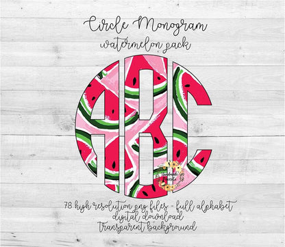 Watermelon Monogram - Multiple Styles - Digital Download