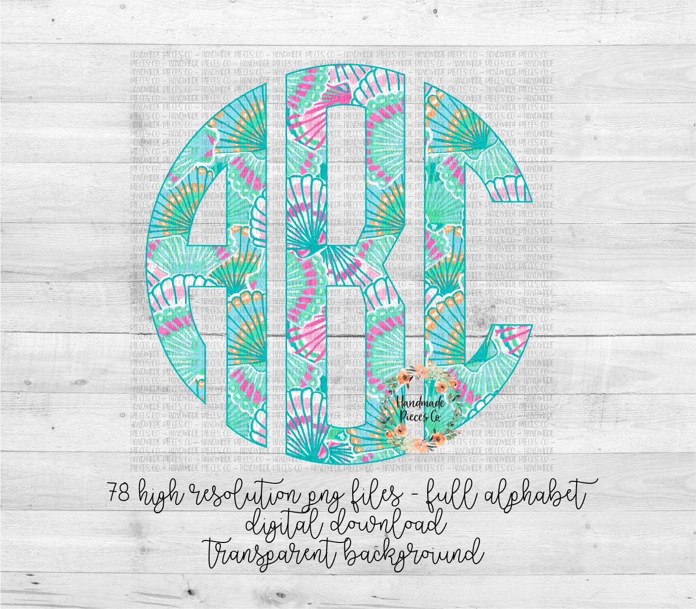 Seashell Monogram, Version 2 - Multiple Styles - Digital Download