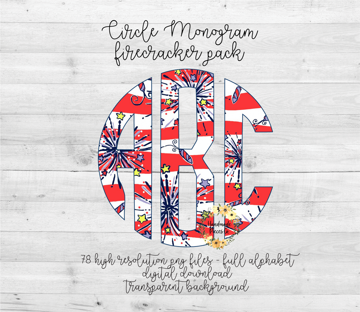 Firecracker Monogram - Multiple Styles - Digital Download