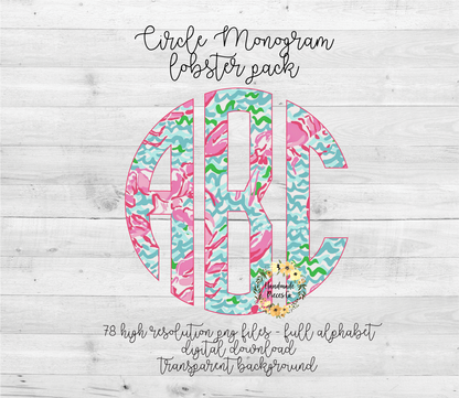 Lobster Monogram - Multiple Styles - Digital Download