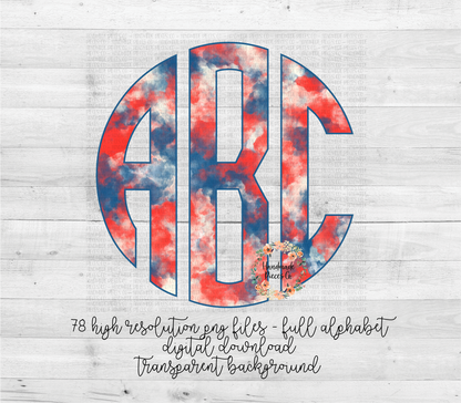 Patriotic Watercolor Monogram - Multiple Styles - Digital Download