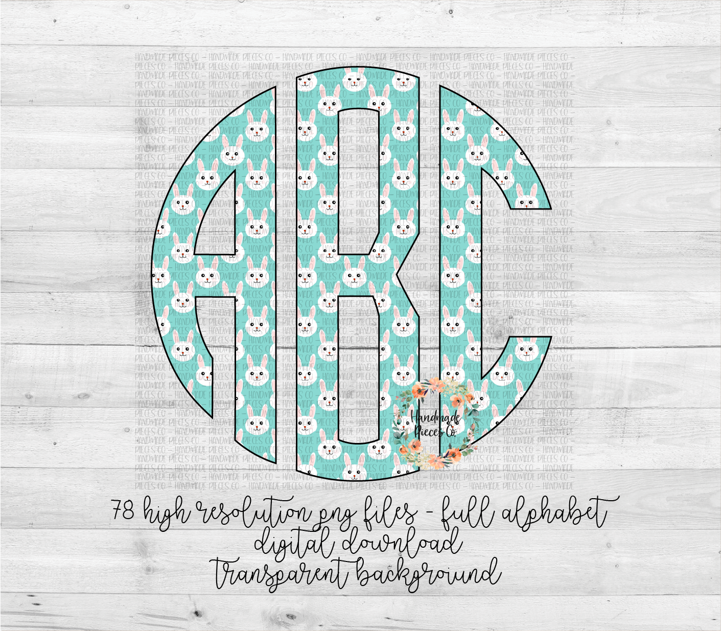 Easter Monogram, Blue Bunny - Multiple Styles - Digital Download