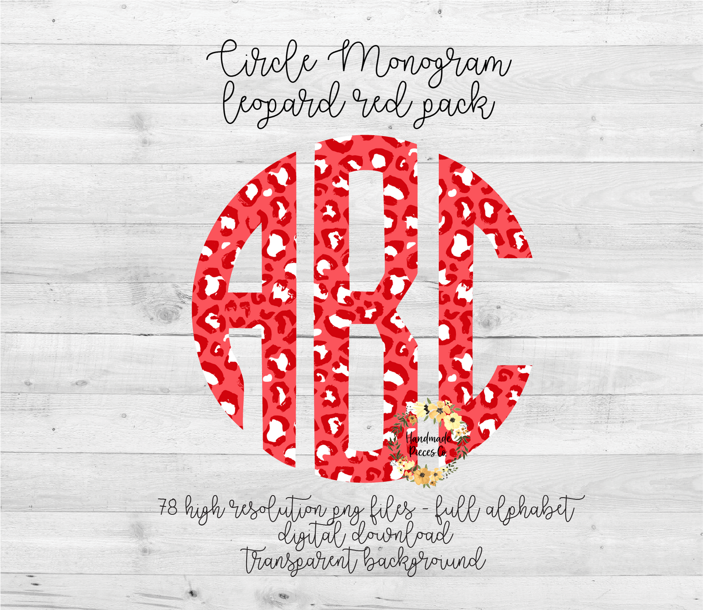 Leopard, Red Monogram - Multiple Styles - Digital Download