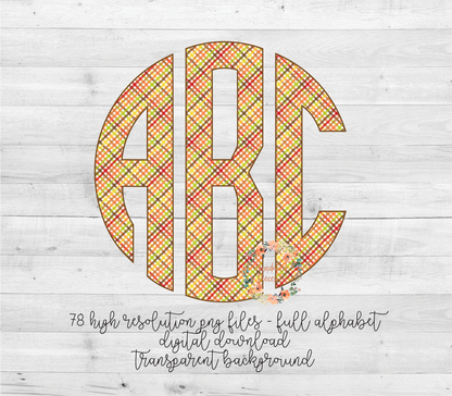 Gingham Fall Monogram - Multiple Styles - Digital Download