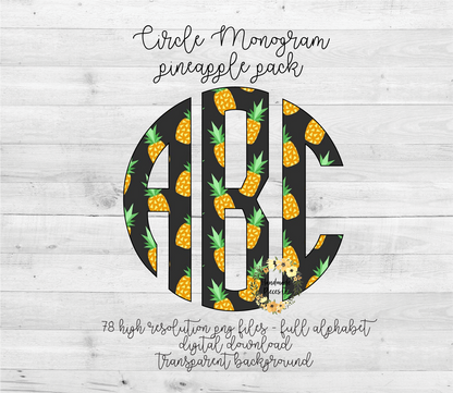 Pineapple Monogram - Multiple Styles - Digital Download