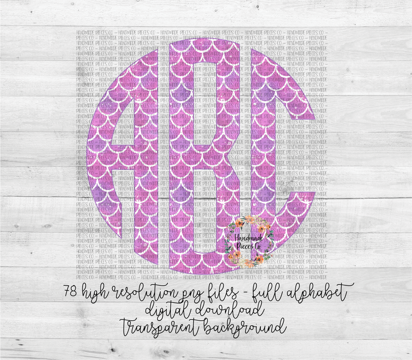 Mermaid, Pink Monogram - Multiple Styles - Digital Download