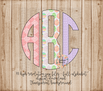 Easter Trio Monogram, Easter Egg - Multiple Styles - Digital Download