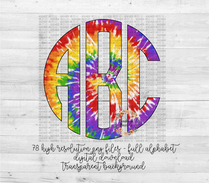 Tie Dye Monogram, Version 3 - Multiple Styles - Digital Download