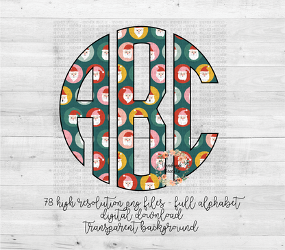 Santa Monogram, Multi - Multiple Styles - Digital Download