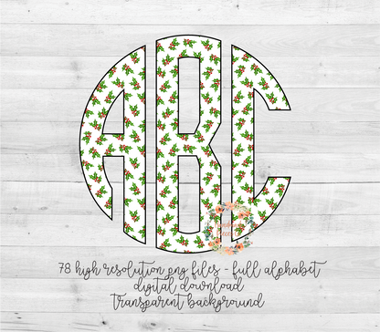 Christmas Mistletoe Monogram- Multiple Styles - Digital Download