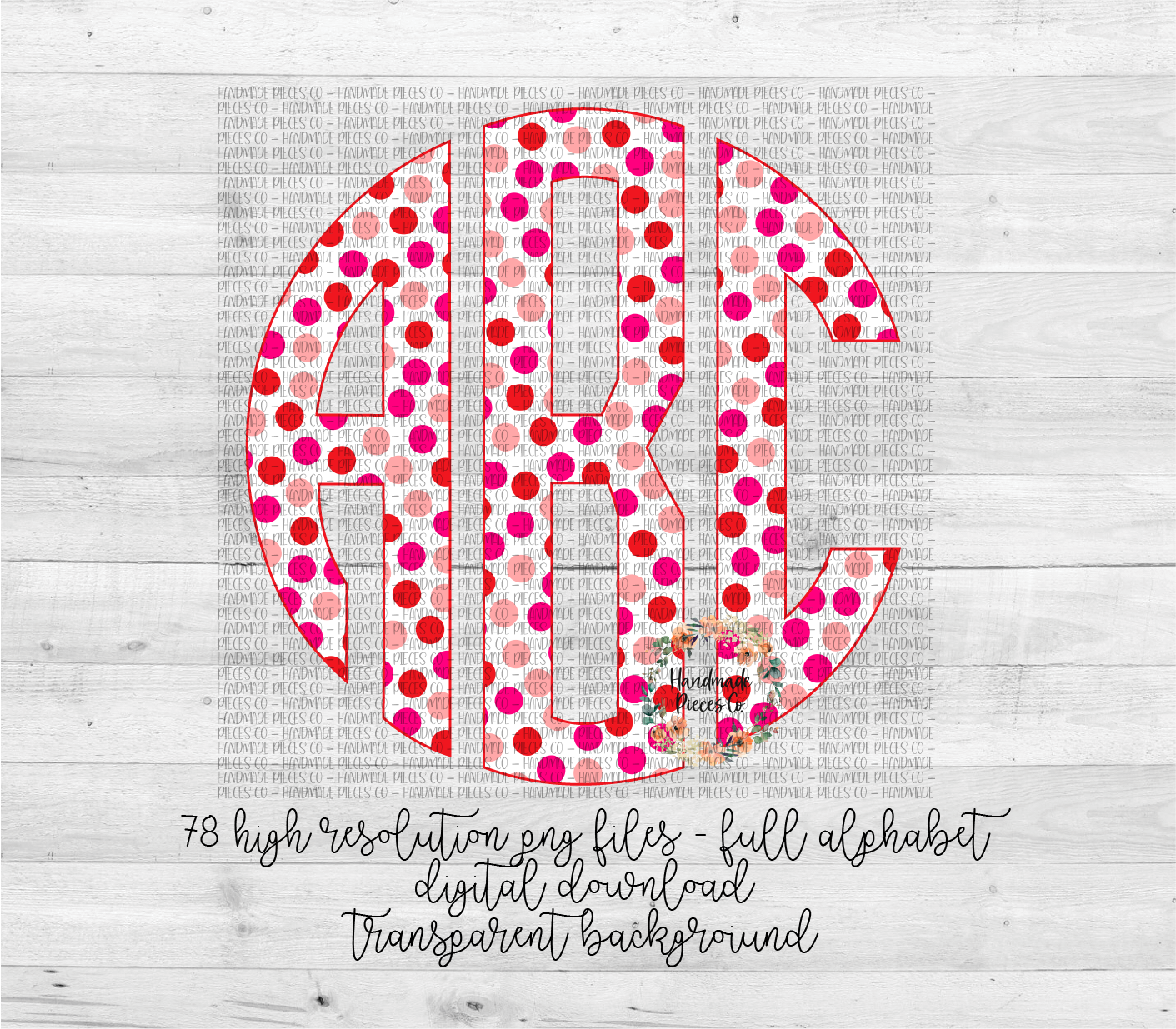 Valentine's Day, Polka Dot Monogram - Multiple Styles - Digital Download