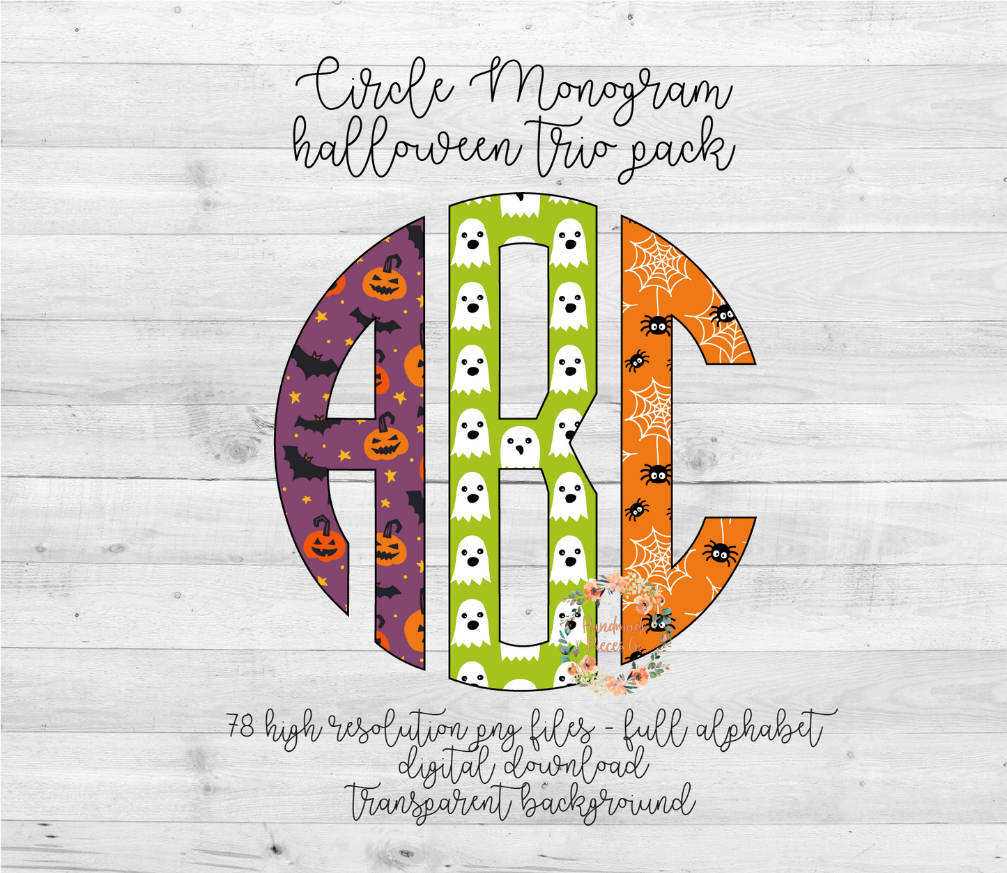 Halloween Trio Monogram - Multiple Styles - Digital Download