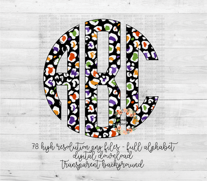 Halloween Monogram, Leopard Pattern 2 - Multiple Styles - Digital Download