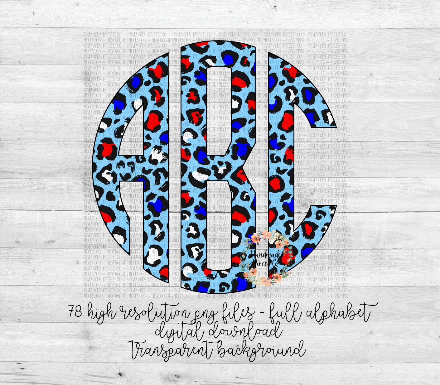 Leopard Monogram, Patriotic Version 3 - Multiple Styles - Digital Download