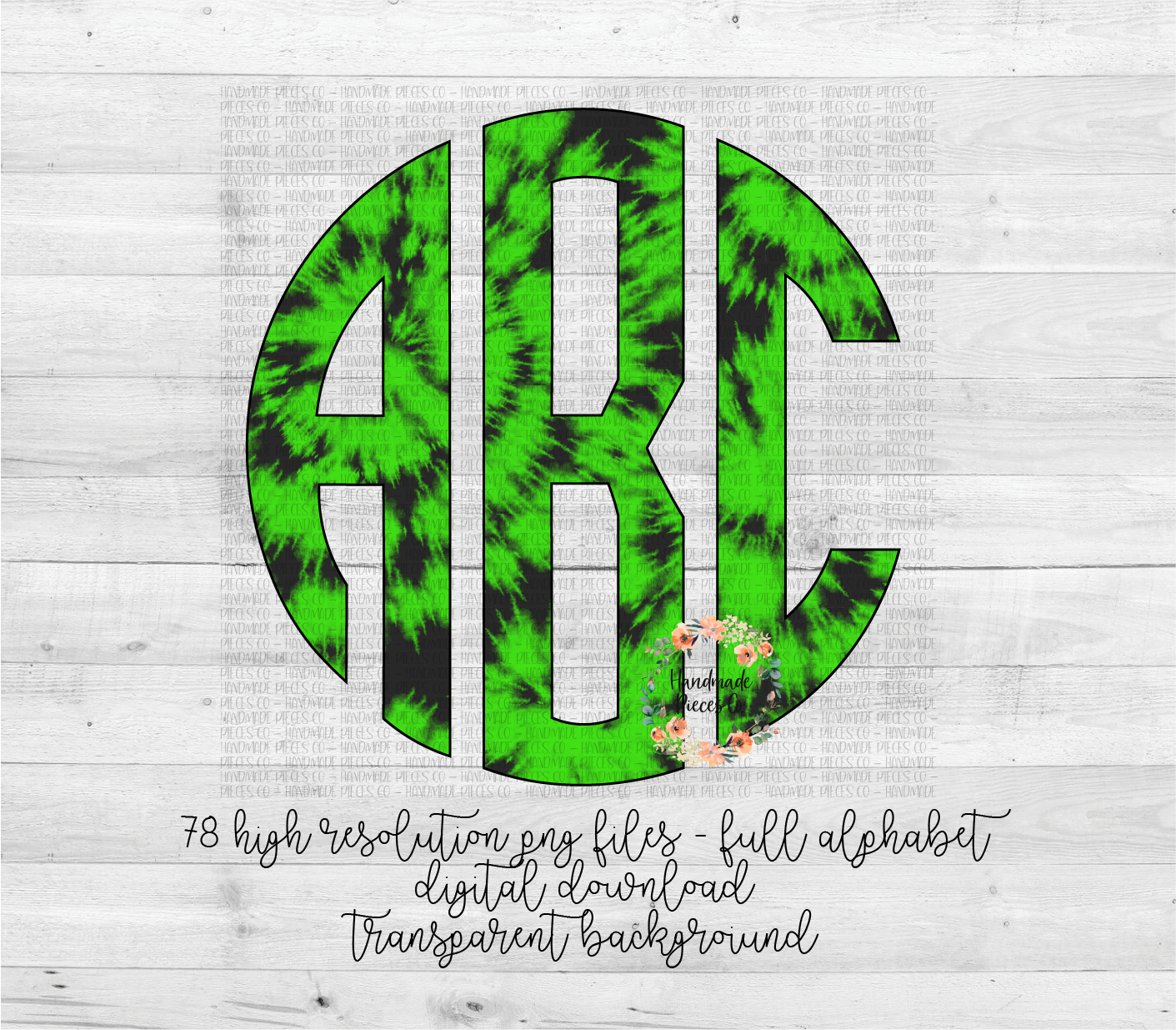 Halloween Tie Dye Monogram, Green - Multiple Styles - Digital Download