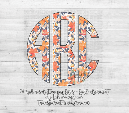 Floral Monogram, Floral 7 Lily - Multiple Styles - Digital Download