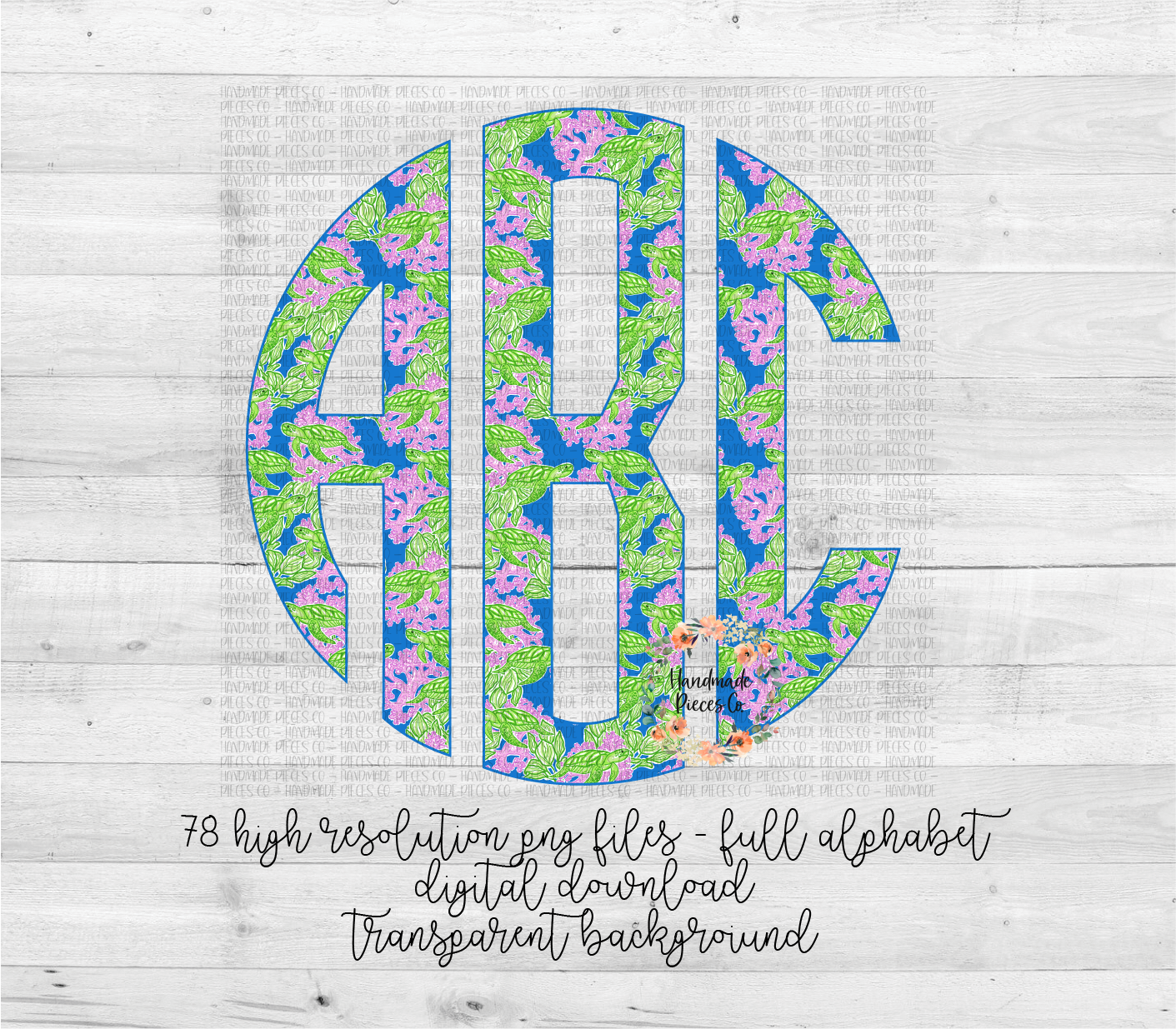 Sea Turtle Monogram - Multiple Styles - Digital Download