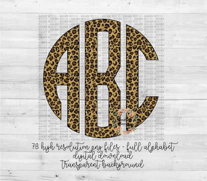 Leopard Monogram, Small Print - Multiple Styles - Digital Download